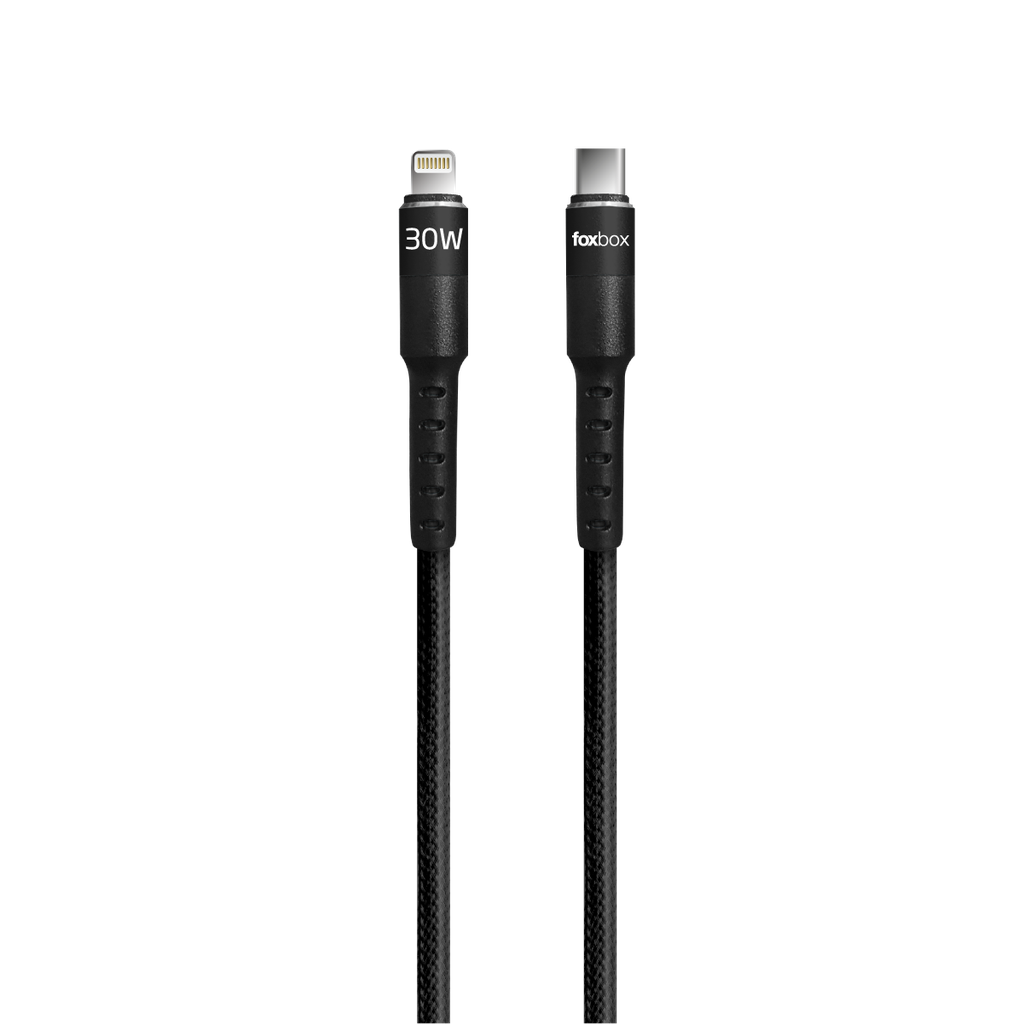 Cable Foxbox Round Pro 1.25 Metros Lightning Tipo C Negro 