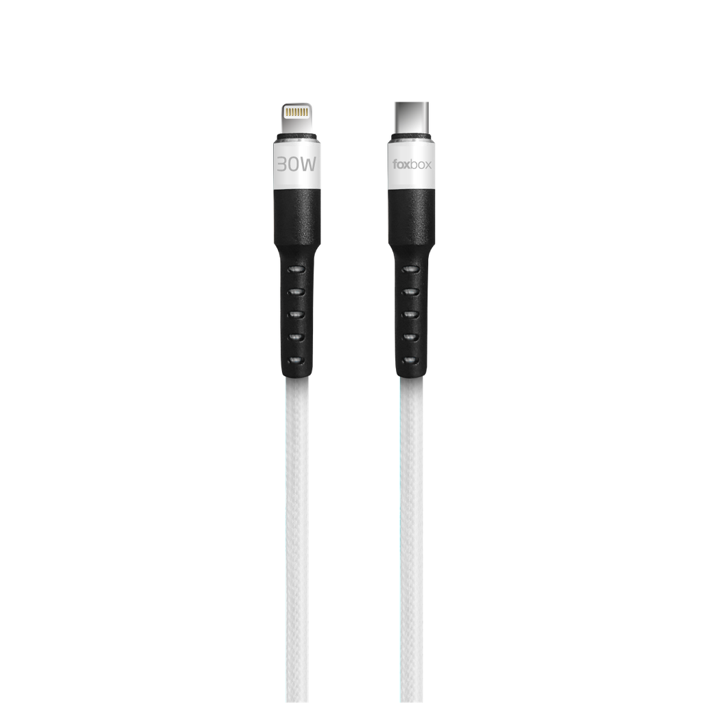 Cable Foxbox Round Pro 1.25 Metros Lightning Tipo C Blanco 
