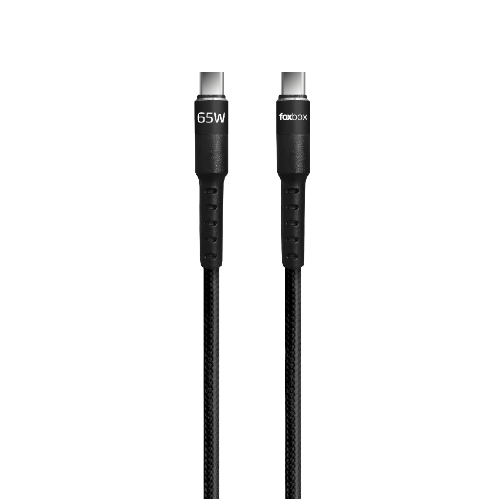 Cable FoxBox Round Pro 1.25 Metros Tipo C a Tipo C 3.25A Carga rápida Negro