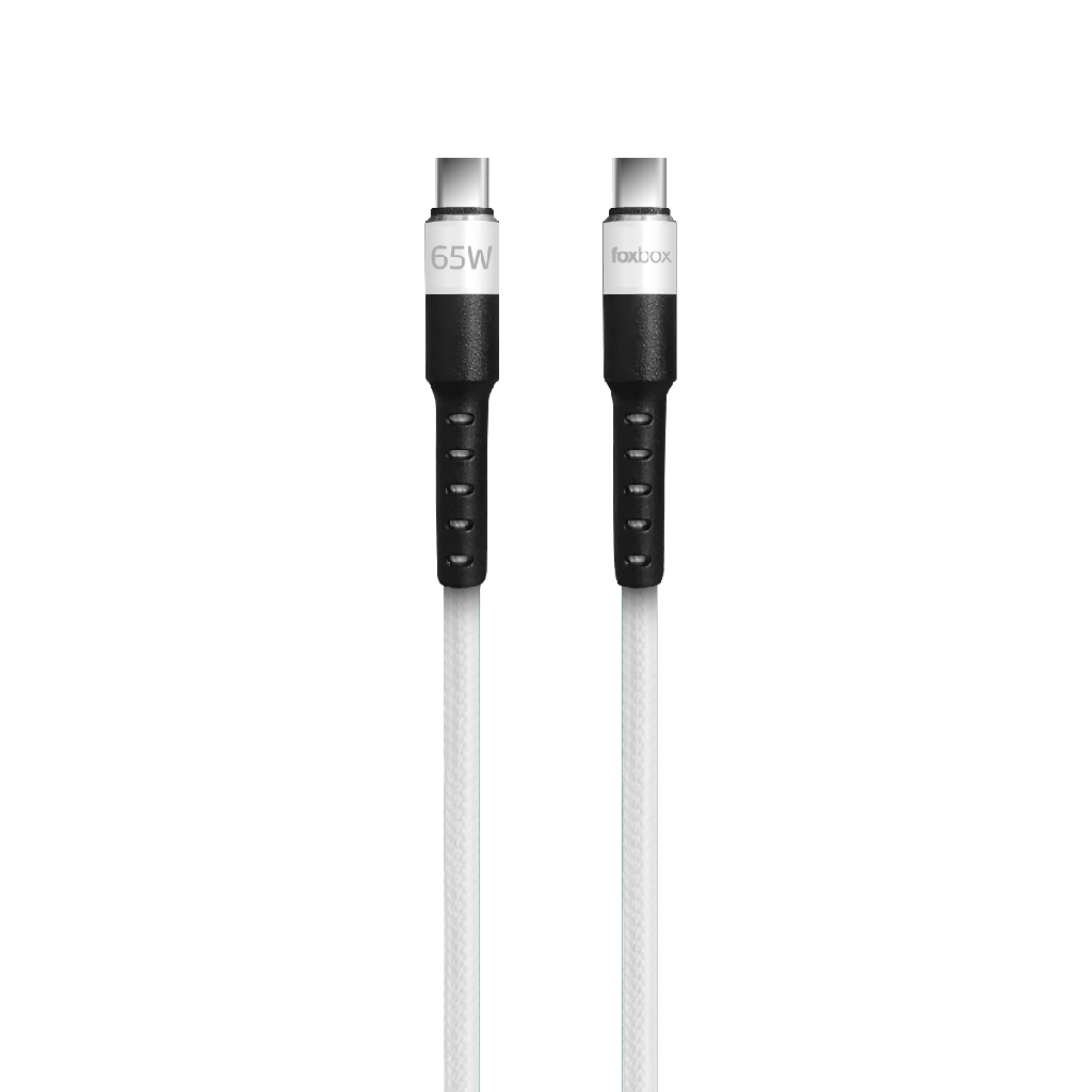 Cable FoxBox Round Pro 1.25 Metros Tipo C a Tipo C 3.25A Carga rápida Blanco